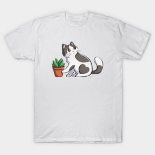 Cat Pushing Down Plant T-Shirt